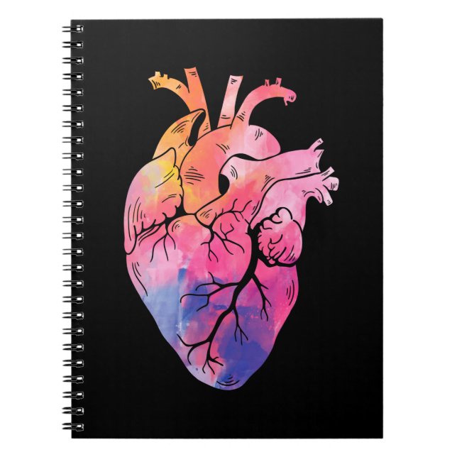 Pastel Anatomical Heart Colorful Cardiology Anteckningsbok (Framsidan)