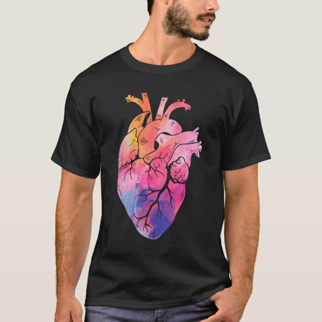 Pastel Anatomical Heart Colorful Cardiology T Shirt (Framsida)