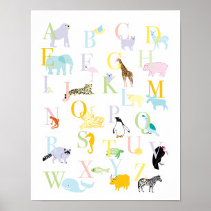 Pastel Animal ABC-utskrift Poster