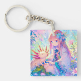 Pastel Anime Girl och en Axolotl Personlig