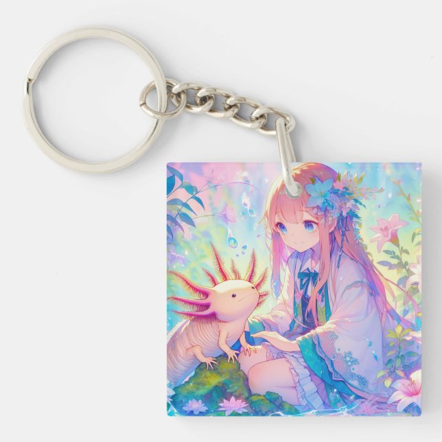 Pastel Anime Girl och en Axolotl Personlig (Framsidan)