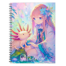 Pastel Anime Girl och en Axolotl Personlig