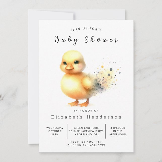 Pastel Anpassningsbar Anka Baby Shower Inbjudningar (Framsida)