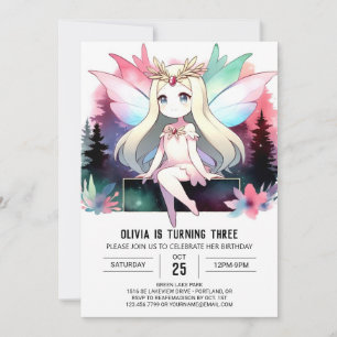 Pastel Anpassningsbar Fairy Birthday Inbjudningar