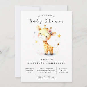 Pastel Anpassningsbar Giraffe Baby Shower Inbjudningar