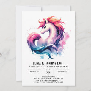 Pastel Anpassningsbar Horse Birthday Inbjudningar