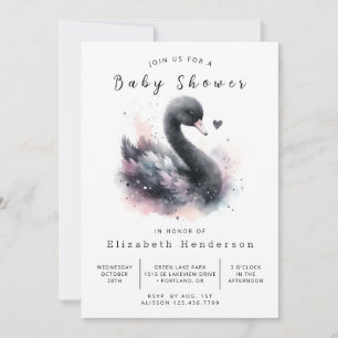 Pastel Anpassningsbar Svan Baby Shower Inbjudningar