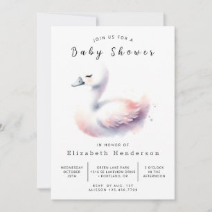 Pastel Anpassningsbar Svan Baby Shower Inbjudningar