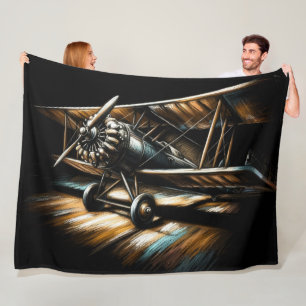 Pastel Antique-flygplan Fleecefilt