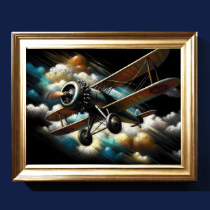 Pastel Antique-flygplan Poster