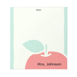 Pastel Apple Brush Frame Teacher Notepad Anteckningsblock