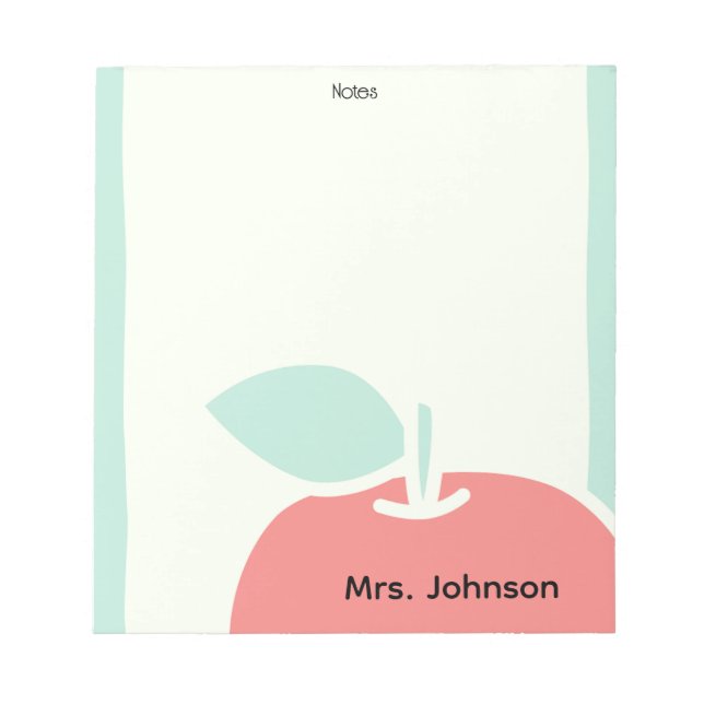 Pastel Apple Brush Frame Teacher Notepad Anteckningsblock (Framsida)