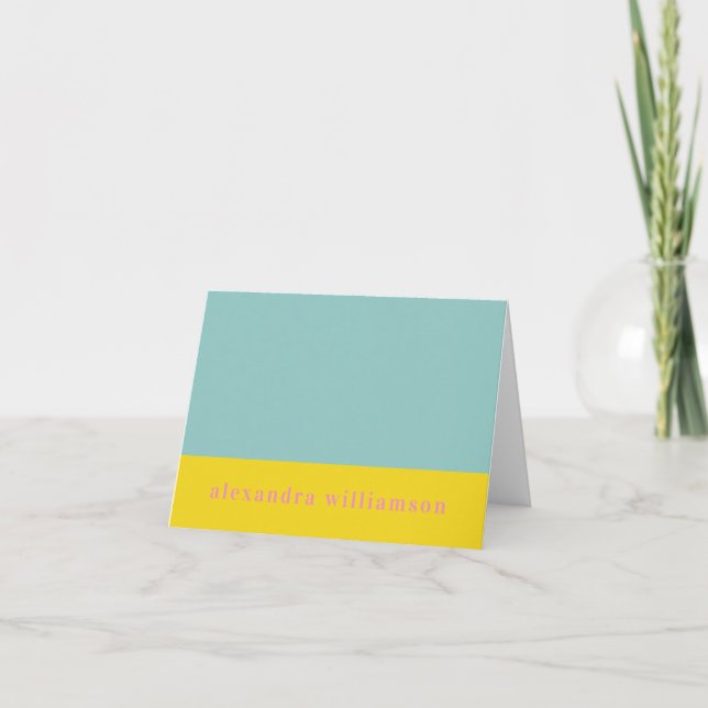 Pastel Aqua Blue och Gult Geometric Personlig Anteckningskort (Framsida)