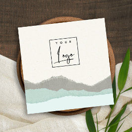 Pastel Aqua Grått Kraft Mountain Torn Kant Logotyp Fyrkantigt Visitkort