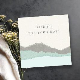 Pastel Aqua Kraft-berget Tack för beställningen Fyrkantigt Visitkort