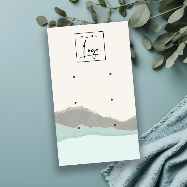 Pastel Aqua Kraft Mountain Wave 3 Earring Visning Visitkort (Skapare uppladdad)