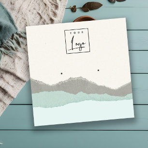 Pastel Aqua Kraft Mountain Wave Earring Visning Fyrkantigt Visitkort