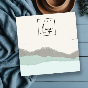 Pastel Aqua Kraft Mountain Wave Necklace Visning Fyrkantigt Visitkort