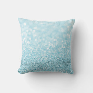 Pastel Aqua Ocean Blue Glitter White Delikat Kudde