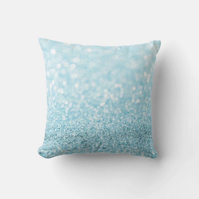 Pastel Aqua Ocean Blue Glitter White Delikat Kudde (Framsida)