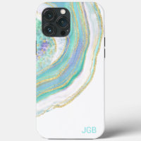 Pastel Aqua och Lila Agate med Monogram