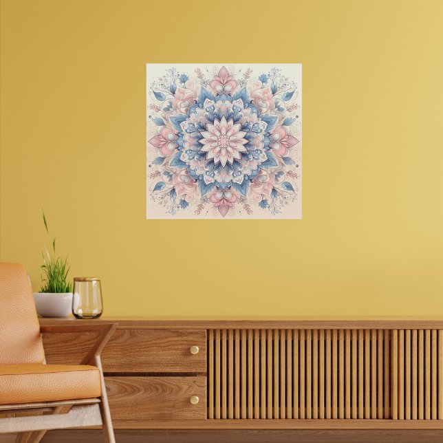 Pastel Arabesque Mandala Art Poster (Vardagsrum 2)