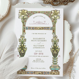 Pastel Arch art nouveau Bröllop Guld Inbjudningar