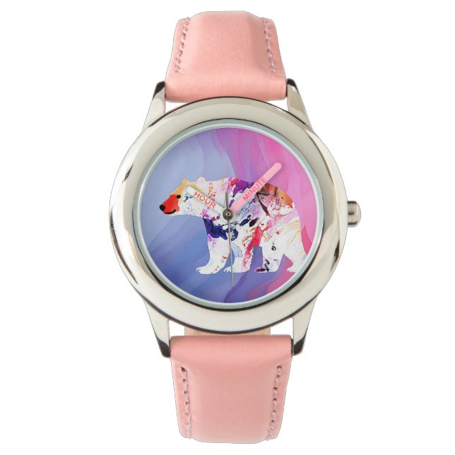 Pastel Arctic Explorer i vattenfärg Armbandsur (Framsida)