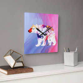 Pastel Arctic Explorer i vattenfärg Fyrkantig Klocka