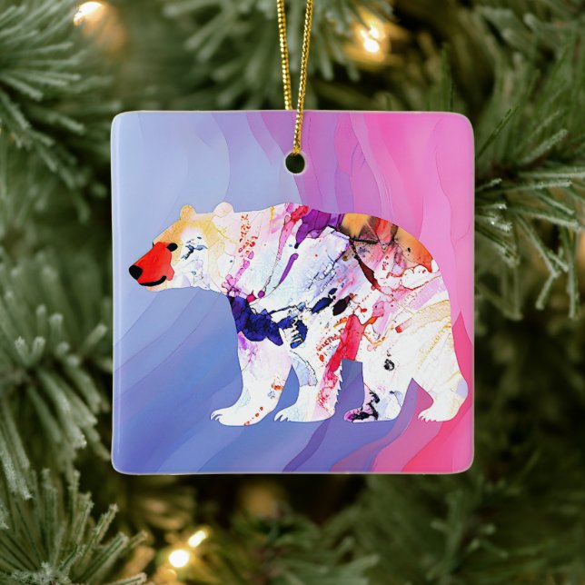 Pastel Arctic Explorer i vattenfärg Julgransprydnad Keramik (Träd)