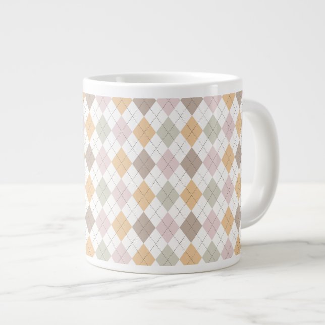 Pastel Argyle Mönster Jumbo Mugg (Framsida höger)