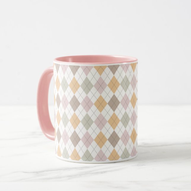 Pastel Argyle Mönster Mugg (Framsida vänster)