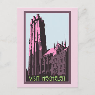 Pastel art deco besöker Mechelen Belgium-resa och Vykort
