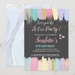 Pastel Art Painting Party Girl Birthday-inbjudan Inbjudningar