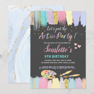 Pastel Art Painting Party Girl Birthday-inbjudan Inbjudningar