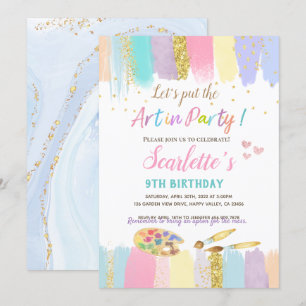 Pastel Art Painting Party Girl Birthday-inbjudan Inbjudningar