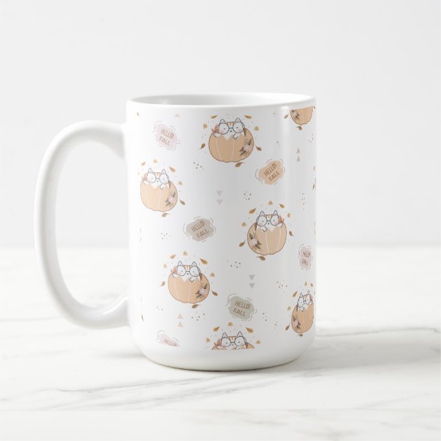 Pastel Autumn Cute Cats Kaffemugg (Vänster)