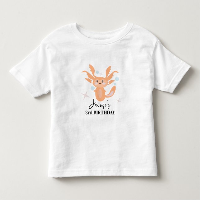 Pastel Axolotl Ocean Creatday Birthday Namn T Shirt (Framsida)