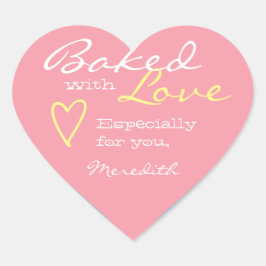 Pastel Baby blue och Rosa Made Kärlek Heart Shape Hjärtformat Klistermärke