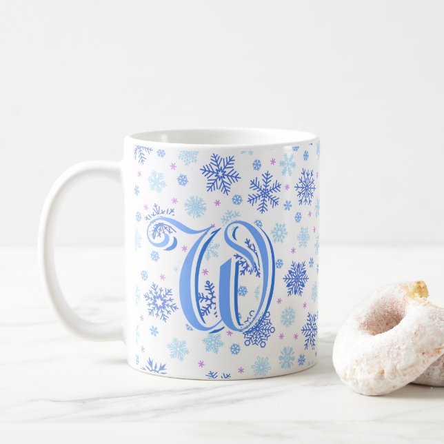 Pastel Baby blue Snowflake Elegant Anpassningsbar  Kaffemugg (Med munk)