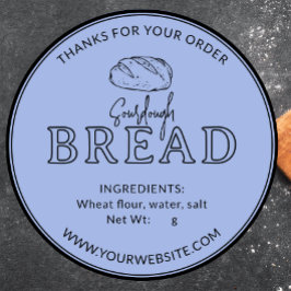 Pastel Baby blue Sourdough Bread Tack-etikett Runt Klistermärke
