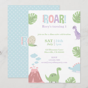 Pastel Baby Dinosaur Barns födelsedag Party Julkort