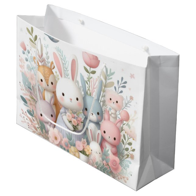 Pastel Baby djur Baby Shower Nyfödd bebis Gift Bag (Framsidan Vinklad)