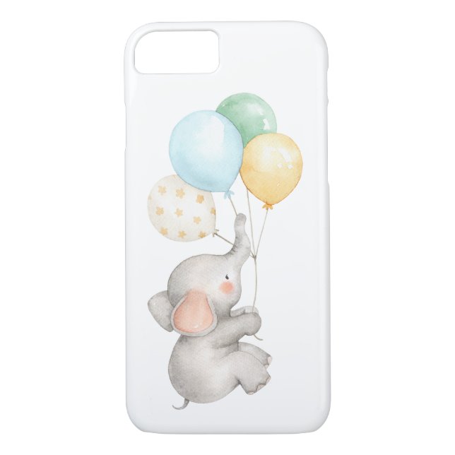 Pastel Baby Elephant med ballonger med vattenfärg Case-Mate iPhone Skal (Baksida)