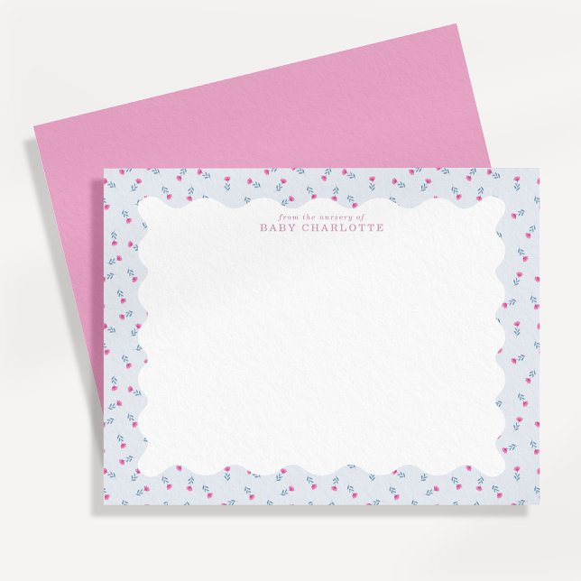 Pastel Baby Floral Wavy Border Note Card Inbjudningar (Skapare uppladdad)