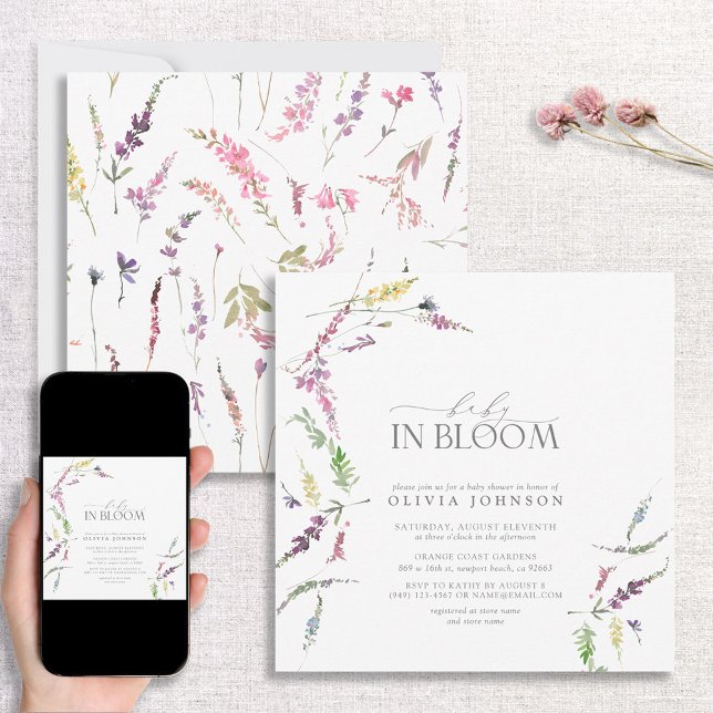 Pastel Baby i Blommigten Baby Shower för bloomskri Inbjudningar (Skapare uppladdad)