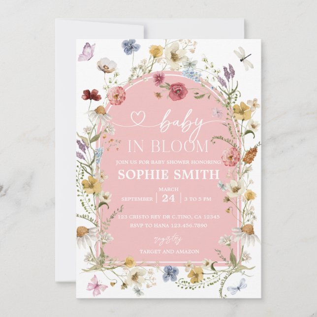 Pastel Baby i Bloom Wildblomme Baby Shower Inbjudningar (Framsida)