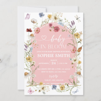 Pastel Baby i Bloom Wildblomme Baby Shower Inbjudningar