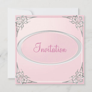Pastel Baby Rosa Silver Butterfly Event Inbjudningar