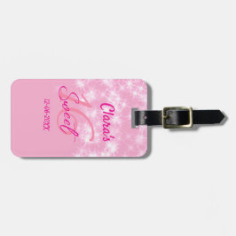 Pastel baby rosa söt 16 födelsedag lägg till namn  bagagebricka